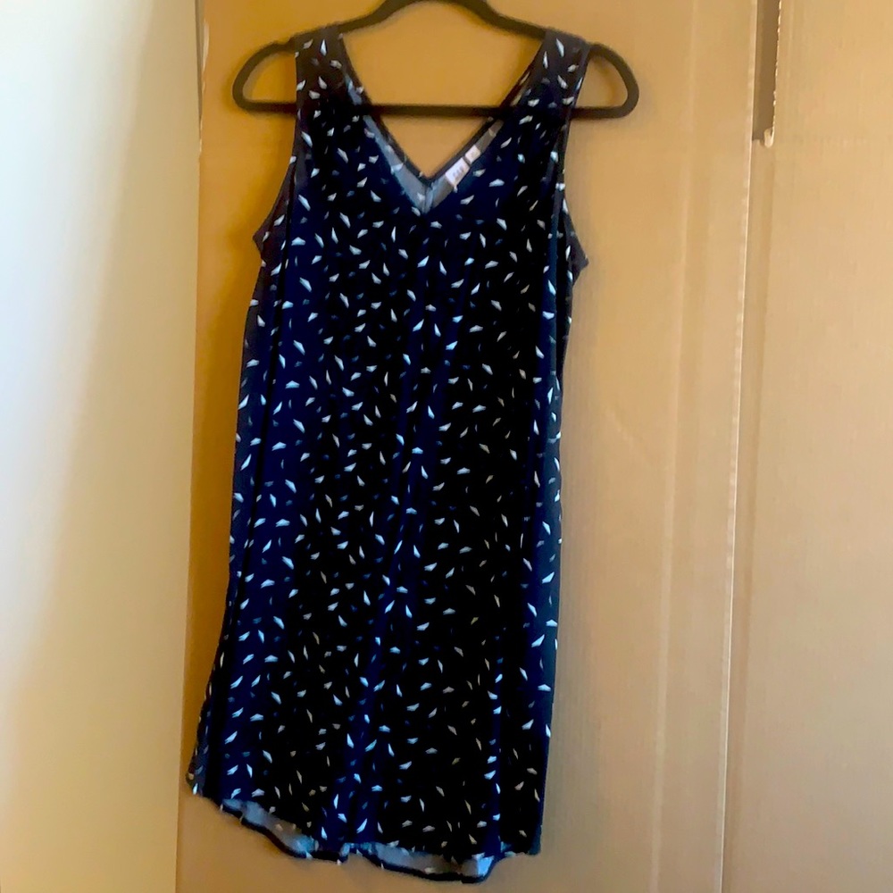 Black and white tank dress with geometric pattern